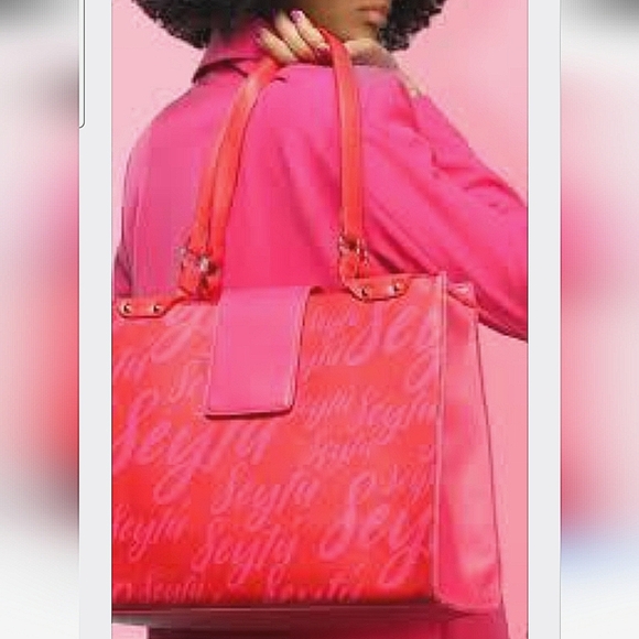 SEYTU Signature Structured Tote Bag In Hot Pink/Red. NEW - Picture 1 of 16